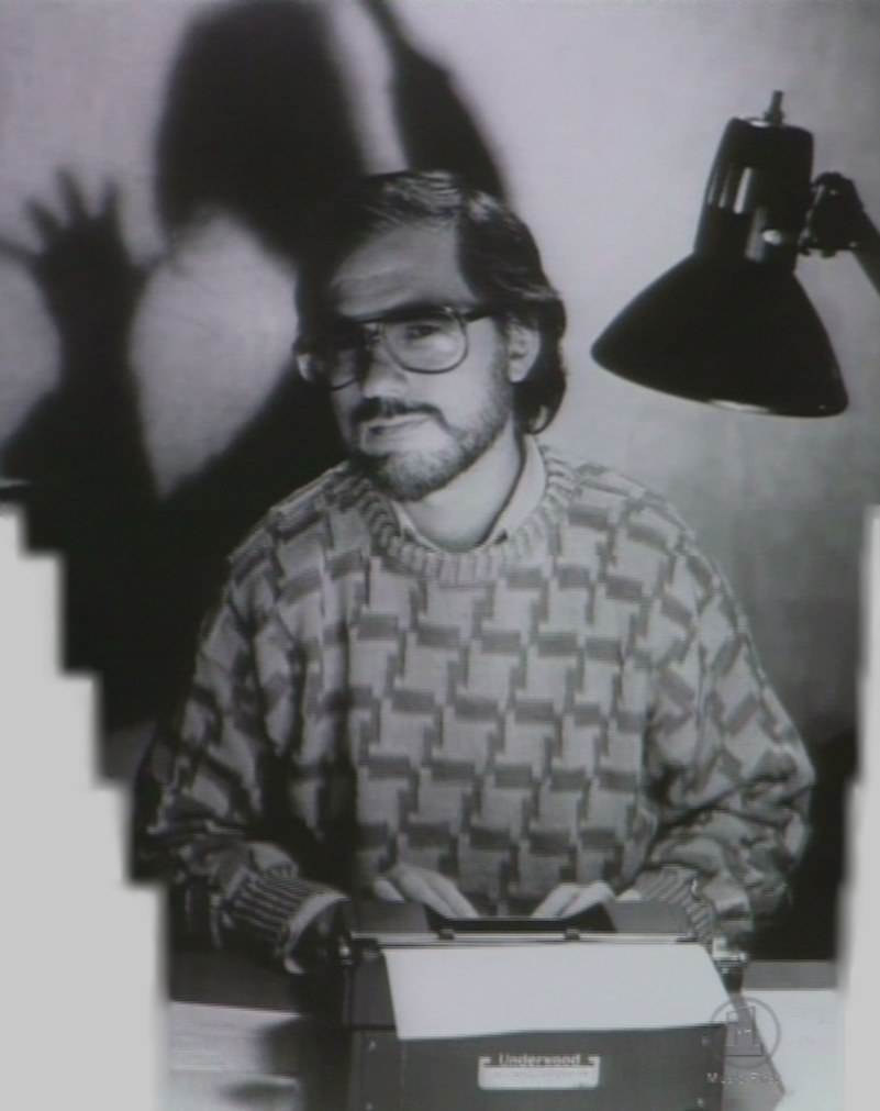 [ Rupert working at his spooky Underwood typewriter ]